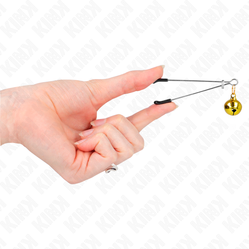 KINK - FINE NIPPLE CLAMPS WITH GOLD BELL 7 CM