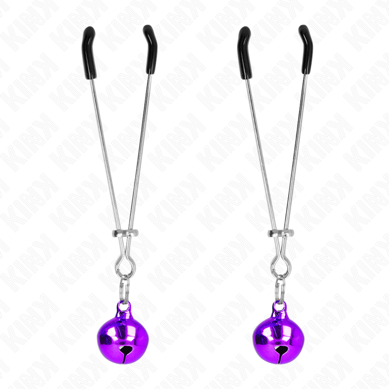 KINK Pinzas Para Pezones Violeta Con Cascabel – Diseño Elegante Para Exploración Sensorial