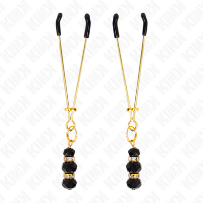 Comprar KINK Pinzas Para Pezones Doradas Con Triple Bola De Vidrio – Diseño Elegante Para Una Experiencia Sensorial Única-Noxtic