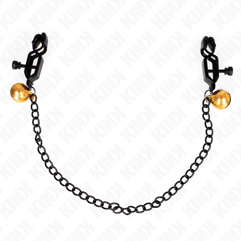 Comprar KINK Pinzas Para Pezones Planas Negras – Diseño Elegante Con Cascabel Y Cadena Para Placer Sensorial-Noxtic