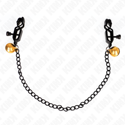 Comprar KINK Pinzas Para Pezones Planas Negras – Diseño Elegante Con Cascabel Y Cadena Para Placer Sensorial-Noxtic