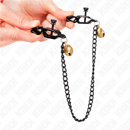 Comprar KINK Pinzas Para Pezones Planas Negras – Diseño Elegante Con Cascabel Y Cadena Para Placer Sensorial-Noxtic