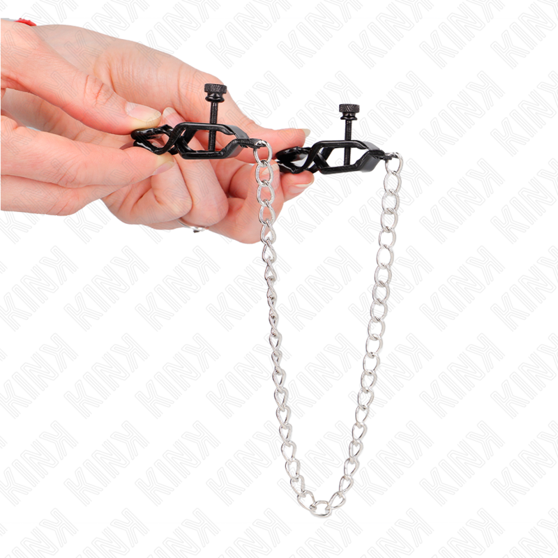 Comprar KINK Pinzas Para Pezones Negras Con Cadena Plateada – Diseño Elegante Para Estimulación Sensorial-Noxtic