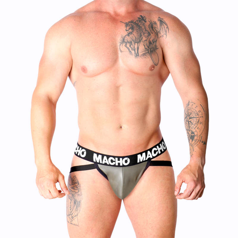 MALE - MX27GR JOCK LEATHER GREY BEIGE XL