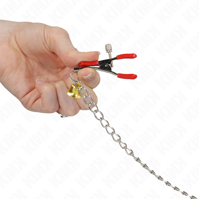 KINK Pinzas Rojas Con Cascabel Dorado – Estimulación Sensitiva Con Elegancia Y Diseño Único