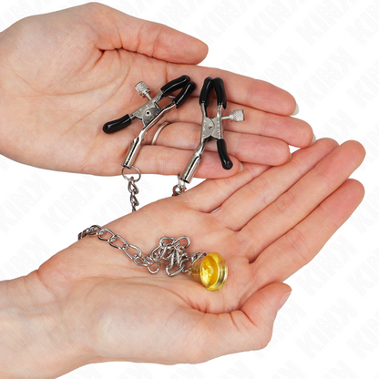 KINK Pinzas Para Pezones Con Campana Dorada – Estimulación Elegante Con Cadena De 30 Cm