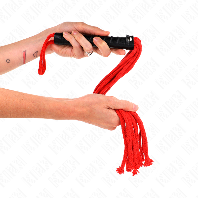 KINK Látigo De Cuerda Rojo 56 Cm – Accesorio BDSM Con Diseño Atractivo Para Experiencias Emocionantes