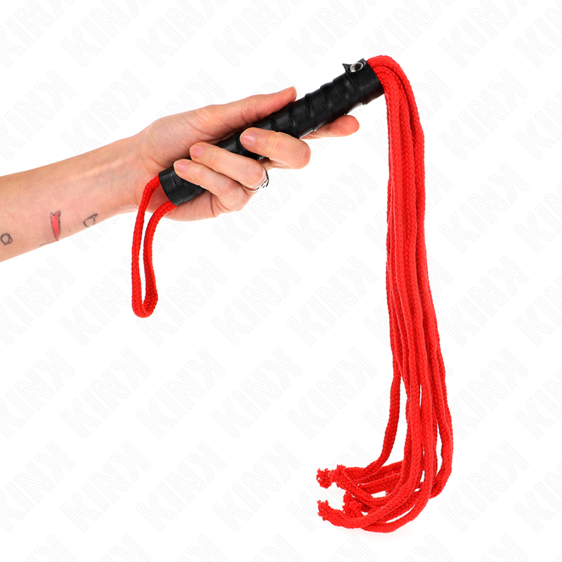 KINK Látigo De Cuerda Rojo 56 Cm – Accesorio BDSM Con Diseño Atractivo Para Experiencias Emocionantes