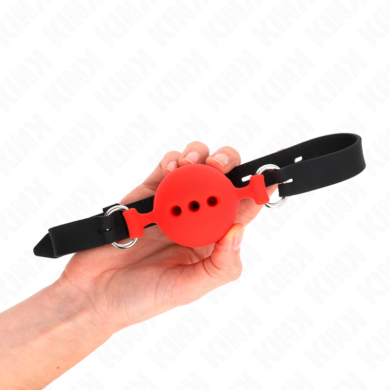 KINK - GAG 55 x 2 CM BALL 5 CM FULL SILICONE SIZE L RED ADJUSTABLE 35-51 CM