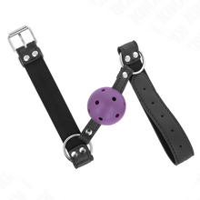 KINK - BREATHABLE BALL GAG 4 CM WITH DOUBLE PURPLE RIVET 62 x 2.5 CM ADJUSTABLE 42-58 CM