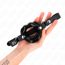 KINK - 8 CM LIP GAG WITH BLACK LEATHERETTE STRAP 63 x 2 CM ADJUSTABLE 39-58 CM
