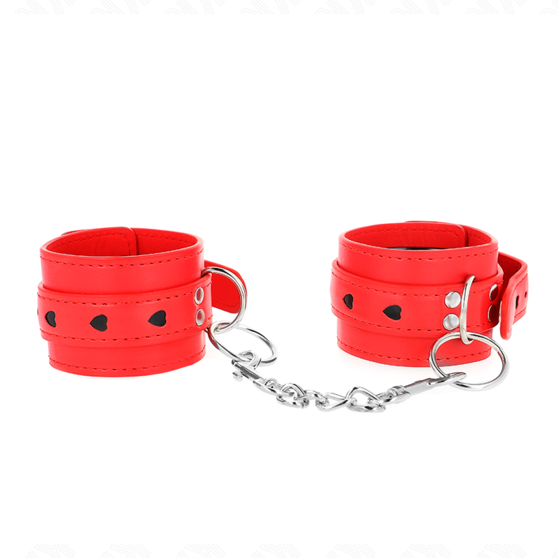 KINK - RED WRISTBANDS WITH BLACK HEART INSERT ADJUSTABLE 21-28 CM X 5.5 CM