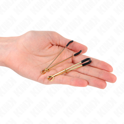 KINK Pinzas Para Pezones Dorado 7 Cm – Diseño Elegante Con Sutil Estimulación Ergonómica