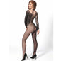 Comprar PASSION Bodystocking BS 107 Negro Talla Única – Diseño Atractivo Con Efecto En Red y Encajes-Noxtic