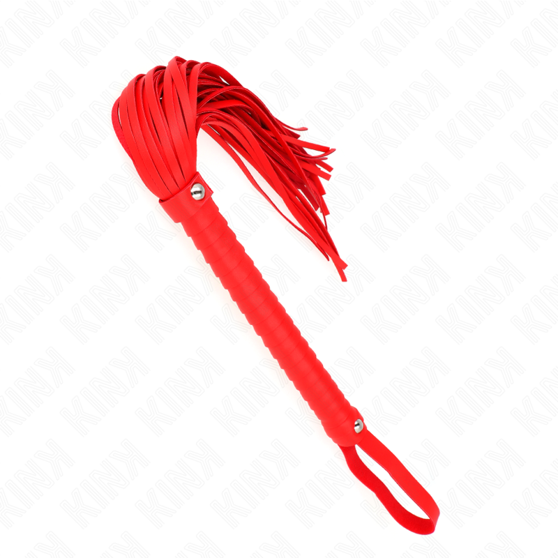 KINK Látigo Con Mango Texturizado Rojo 48.5 Cm – Diseño Elegante Para Explorar Nuevas Sensaciones