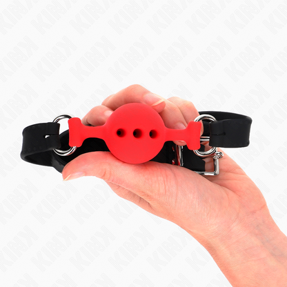 KINK - GAG 55 x 2 CM BALL 4 CM FULL SILICONE SIZE S RED ADJUSTABLE 35-51 CM