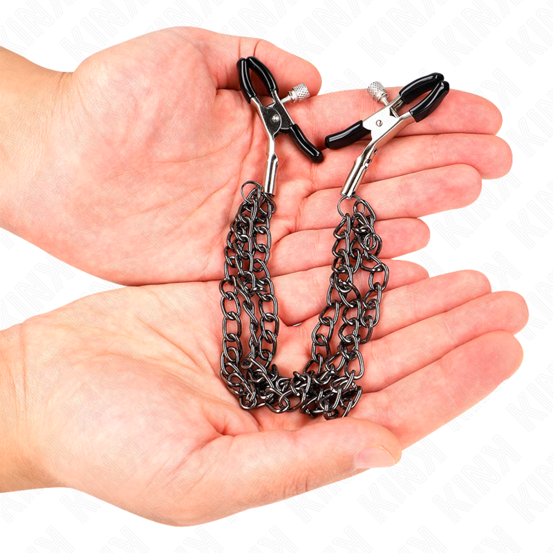 Comprar KINK Pinzas Para Pezones Con Triple Cadena Negra – Diseño Elegante Para Estimulación Sensible-Noxtic