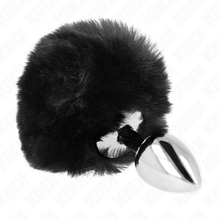 KINK - PLUG 7 x 3 CM STAINLESS STEEL WITH BUNNY TAIL FAUX FUR 8 CM BLACK