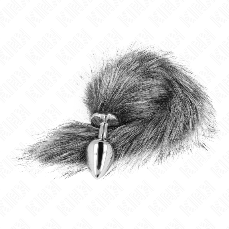 KINK - ANAL PLUG SIZE M 8 X 3.5 CM WITH SYNTHETIC TAIL 40 CM SILVER