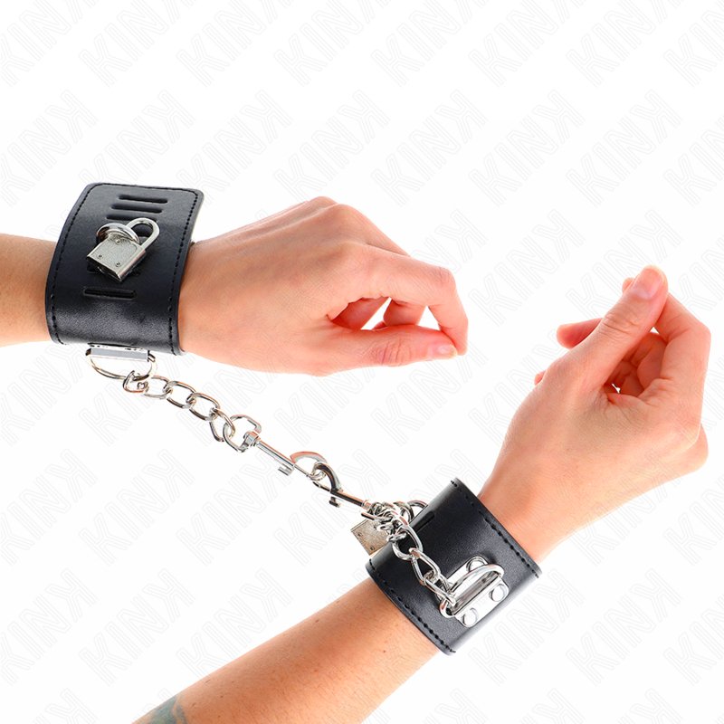 KINK - Adjustable Black Padlock Wristbands 16-23 cm x 5.5 cm