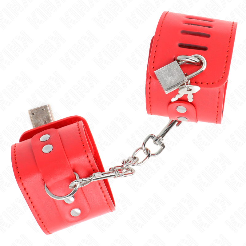KINK - WRISTBANDS WITH ADJUSTABLE RED PADLOCK CLOSURE 16-23 CM X 5.5 CM