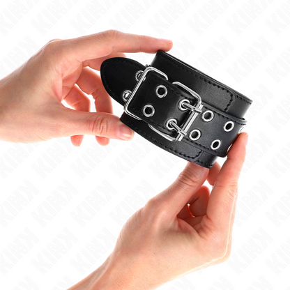 KINK - DOUBLE STUD WRISTBANDS BLACK ADJUSTABLE 19-26 CM