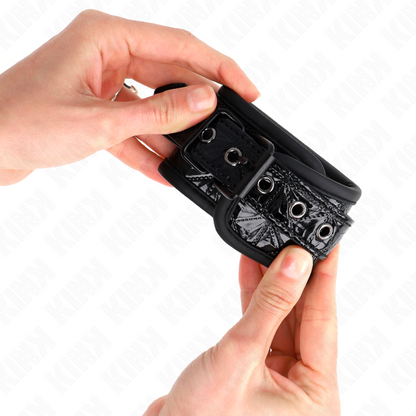 KINK - BLACK DIAMOND PATTERN WRISTBANDS ADJUSTABLE 17-26 CM X 5.5 CM