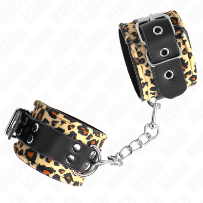 KINK - ADJUSTABLE LEOPARD STYLE LEATHER WRISTBANDS 18-29 CM X 5.5 CM