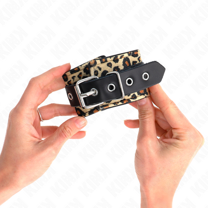 KINK - ADJUSTABLE LEOPARD STYLE LEATHER WRISTBANDS 18-29 CM X 5.5 CM