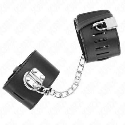 KINK - FIXED WRISTBANDS WITH 30 CM CHAIN ​​AND ADJUSTABLE BLACK PADLOCK CLOSURE 16-23 CM X 5.5 CM