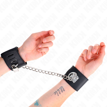 KINK - FIXED WRISTBANDS WITH 30 CM CHAIN ​​AND ADJUSTABLE BLACK PADLOCK CLOSURE 16-23 CM X 5.5 CM
