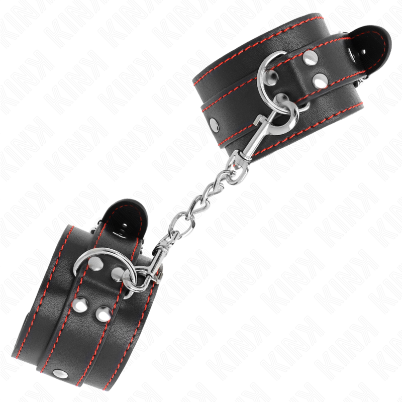 KINK - BLACK WRISTBANDS WITH RED DETAILS ADJUSTABLE 20-28 CM X 5.5 CM