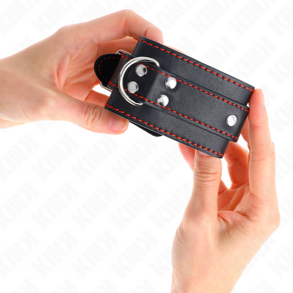 KINK - BLACK WRISTBANDS WITH RED DETAILS ADJUSTABLE 20-28 CM X 5.5 CM