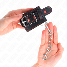 KINK - BLACK WRISTBANDS WITH RED HEART INSERT ADJUSTABLE 21-28 CM X 5.5 CM