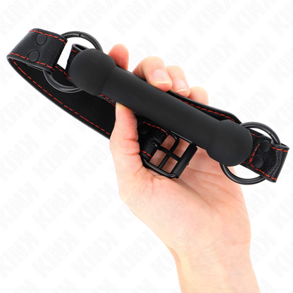 KINK - BONE-SHAPED GAG WITH ADJUSTABLE BLACK LEATHERETTE STRAP 41-57 CM