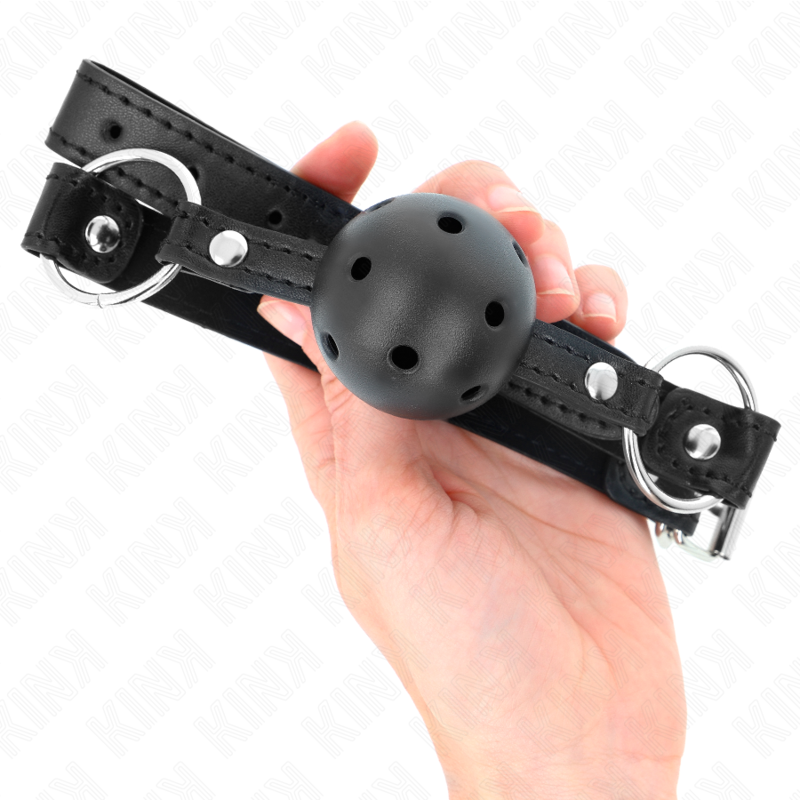 KINK - BALL GAG 4.5 CM BLACK HARD HOLLOW MODEL 1 63.5 X 2 CM