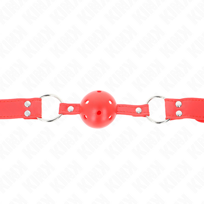 KINK - 4.5 CM HARD HOLLOW RED BALL GAG COMPLETE 62 x 2 CM