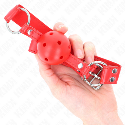 KINK - 4.5 CM HARD HOLLOW RED BALL GAG COMPLETE 62 x 2 CM