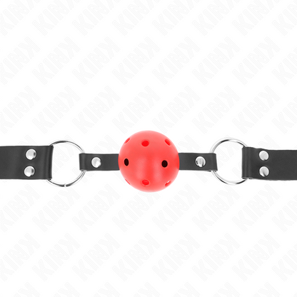 KINK - BREATHABLE BALL GAG 4 CM WITH RED DOUBLE RIVET 62 x 2.5 CM ADJUSTABLE 42-58 CM