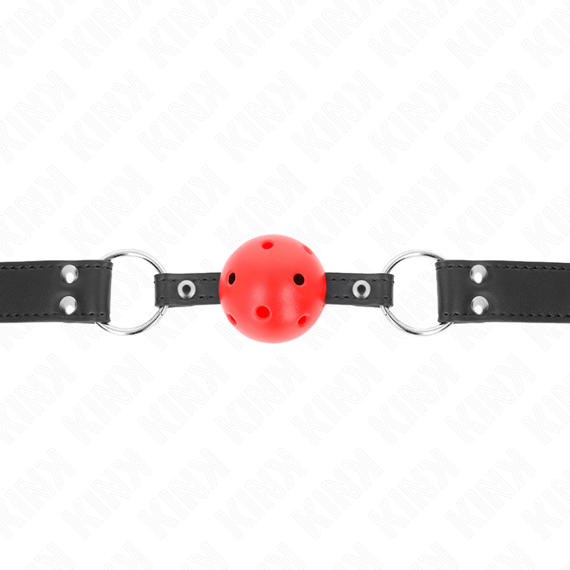 KINK - BALL GAG 4 CM BREATHABLE WITH DOUBLE LEATHER RIVET 62 x 2.5 CM ADJUSTABLE 42-58 CM
