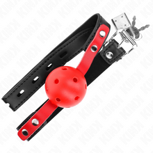KINK - 4 CM HARD HOLLOW BALL GAG RED BLACK STRAP 60 x 2 CM ADJUSTABLE 37-52 CM