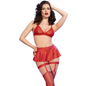 Comprar Chilirose CR 4716 Conjunto 3 Piezas Rojo – Lencería Elegante Para Resaltar Tu Figura-Noxtic