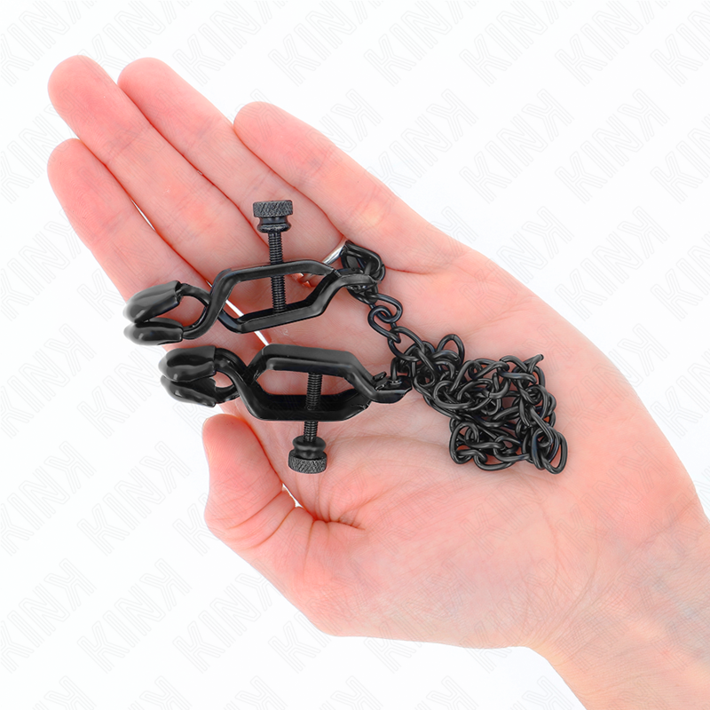 Comprar KINK Pinzas Para Pezones Planas Negras Con Cadena De 30 Cm – Diseño Elegante Para Control Sensual-Noxtic