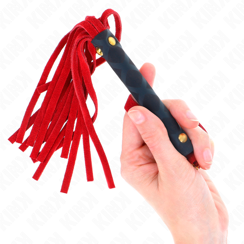 KINK Látigo Mini Piel De Ante Rojo 30 Cm – Accesorio Ideal Para Estimulación Sensorial Con Diseño Elegante