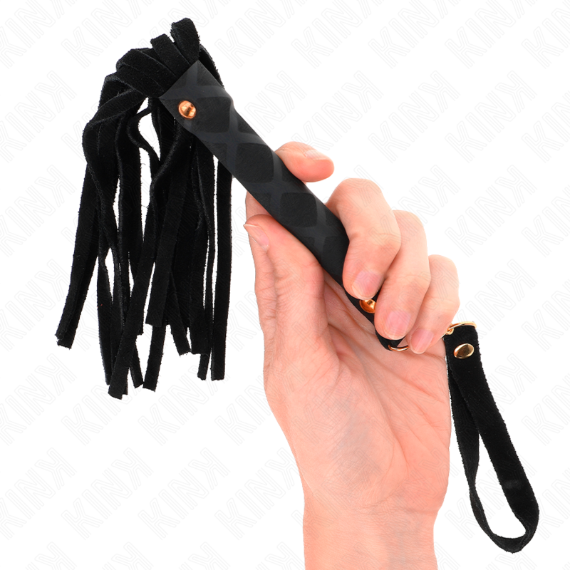 KINK Látigo Mini Piel De Ante Negro 30 Cm – Juguete Erótico Para Estimulación Sensorial Elegante