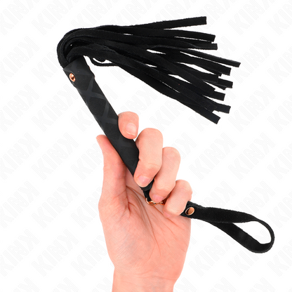 KINK Látigo Mini Piel De Ante Negro 30 Cm – Juguete Erótico Para Estimulación Sensorial Elegante