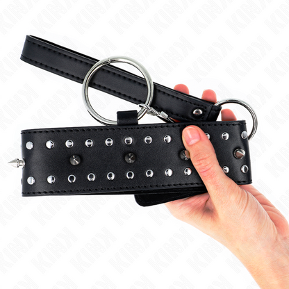 Collare con guinzaglio regolabile KINK – Design elegante con borchie argentate per controllo e stile