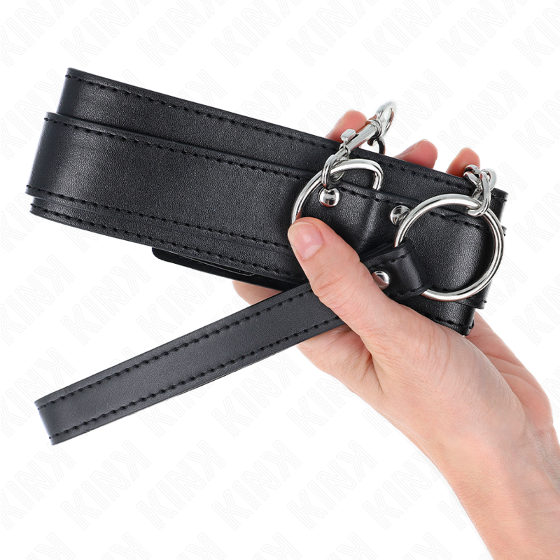 Collare e guinzaglio KINK 65 cm – Design regolabile con fibbie argentate per comfort e stile