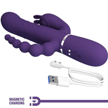 Comprar Pretty Love Cammy Vibrador Multifunción 4 en 1 Morado – Triple Estimulación Con Diseño Elegante y Recargable-Noxtic