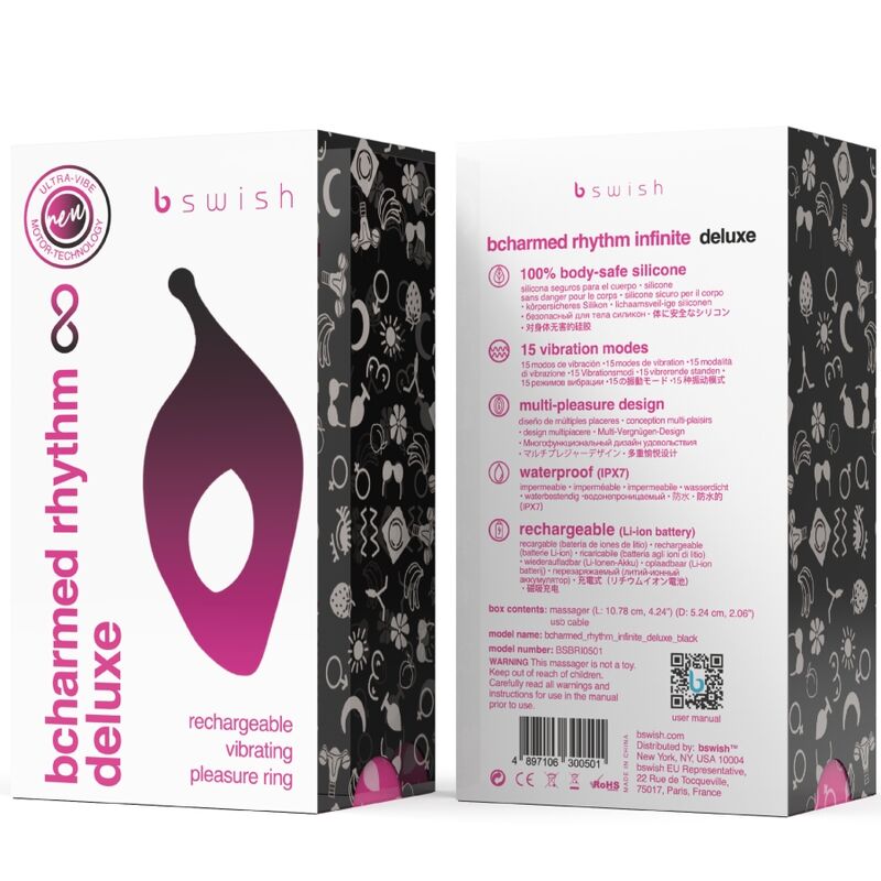 Comprar B SWISH Bcharmed Rhythm Infinite Deluxe – Anillo Con 15 Modos De Vibración Para Placer Compartido-Noxtic